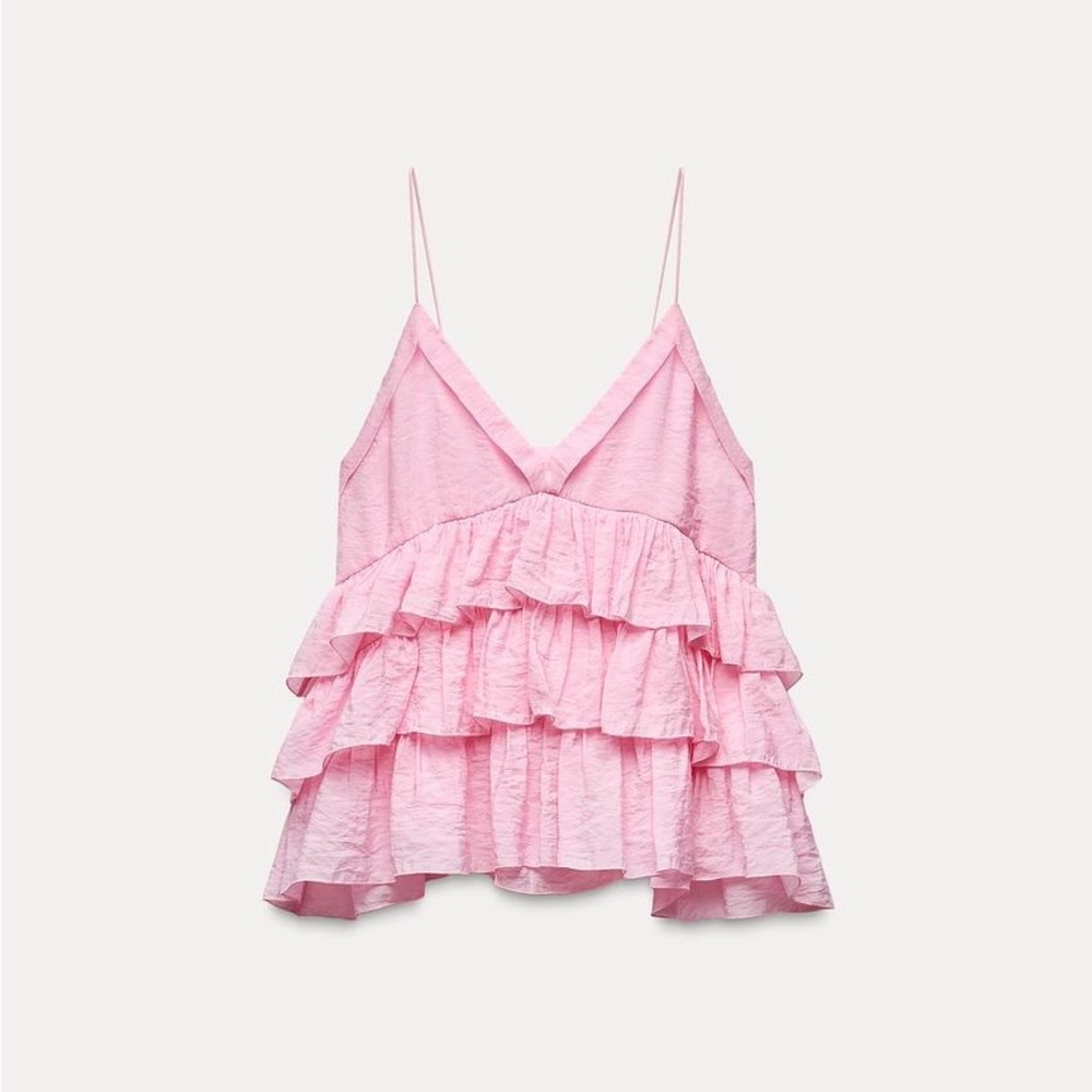 NWT - Zara pink ruffle top